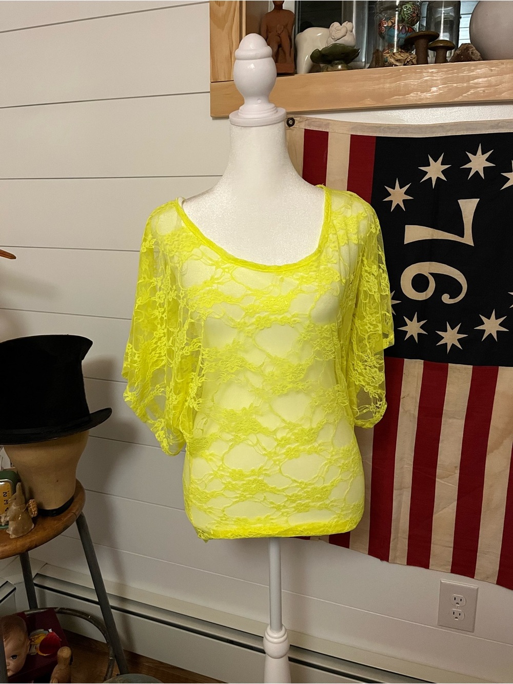Deb Neon Yellow Lace Overlay Camisole Top